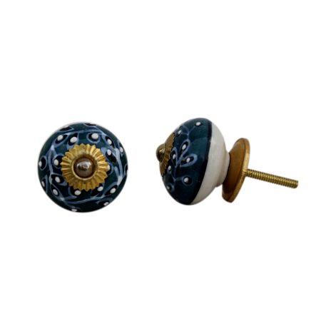 Dark Green Leaf Cabinet Knob